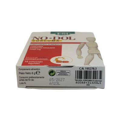 NO-DOL CÚRCUMA 10 ó 30 NATURCAPS de ESI ESI  Suplementos Naturales acción Analgesica, Antiinflamatoria, malestar, dolor salud...