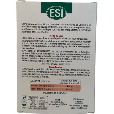 NO-DOL CÚRCUMA 10 ó 30 NATURCAPS de ESI ESI  Suplementos Naturales acción Analgesica, Antiinflamatoria, malestar, dolor salud...