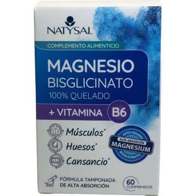 Magnesio Bisglicinato 100% Quelado + B6 de Natysal 60 Comprimidos Natysal NAT-32504 Suplementos Minerales  salud.bio