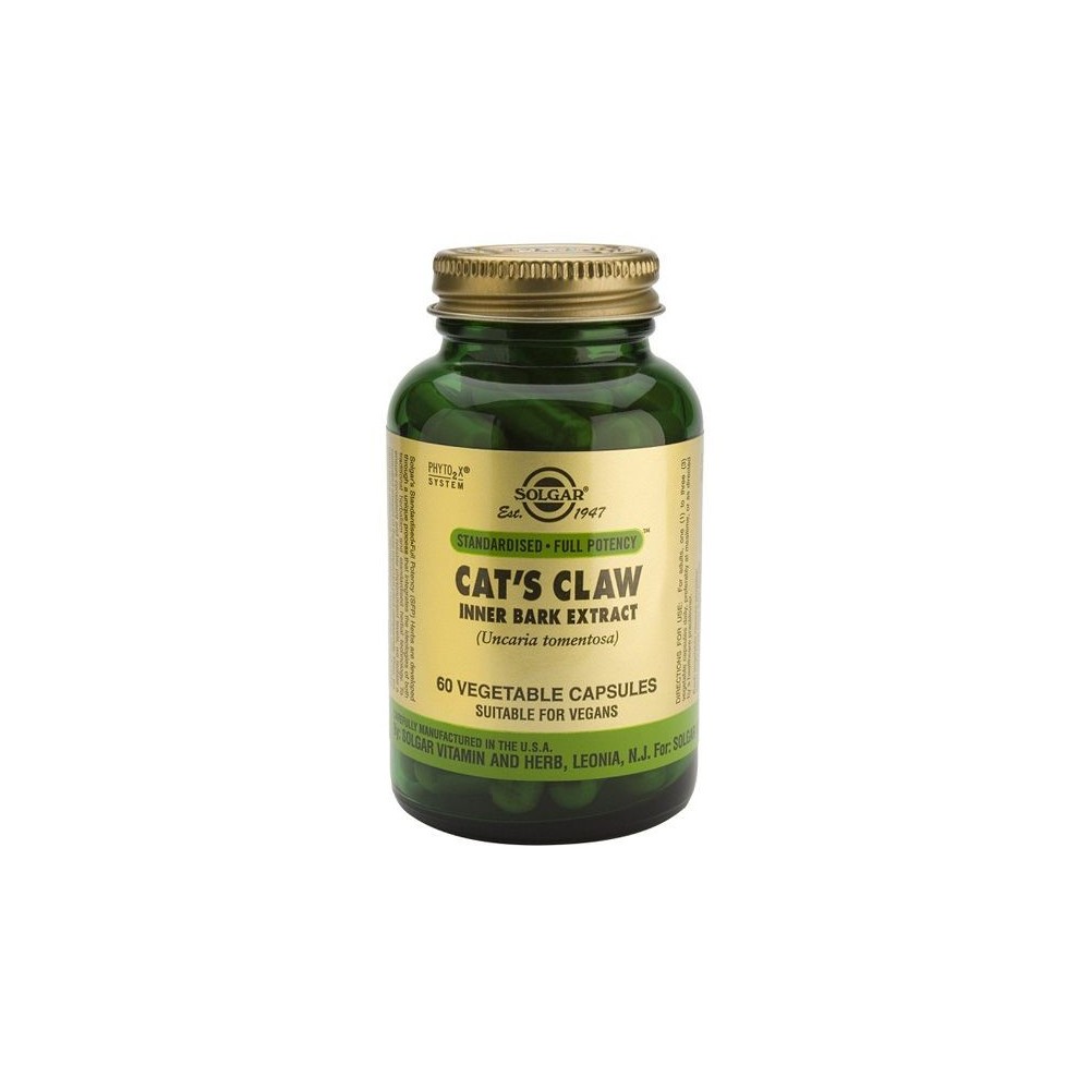 SPF UÑA DE GATO (CORTEZA) 60 cápsulas vegetales de SOLGAR Solgar 184113 Sistema inmunitario salud.bio