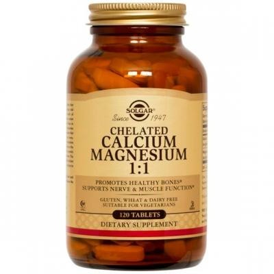Calcio Magnesio Quelado 1:1 120 Comprimidos Solgar Solgar 100504 Suplementos Minerales  salud.bio