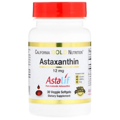 Astaxantina 12 mg. AstaLif Pure Icelandic, 12 mg, 30 Perlas Vegetales de California Gold Nutrition California Gold Nutrition ...