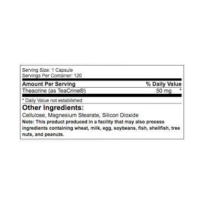 Teacrine 50mg. 120 cápsulas de Primaforce PrimaForce PRI-02053 Termogénicos, Energético (Activadores Metabólicos) salud.bio
