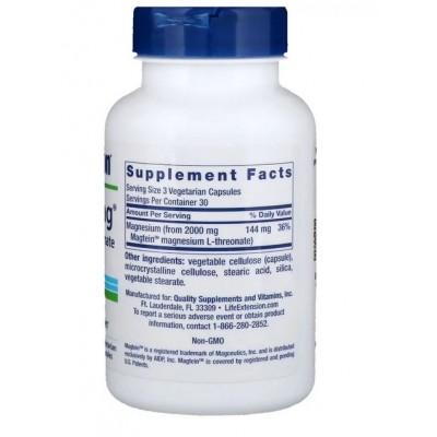 Neuro-Mag, L-Treonato de magnesio, 90 cápsulas vegetarianas de Life Extension Life Extension LEX-16039 Suplementos Minerales ...