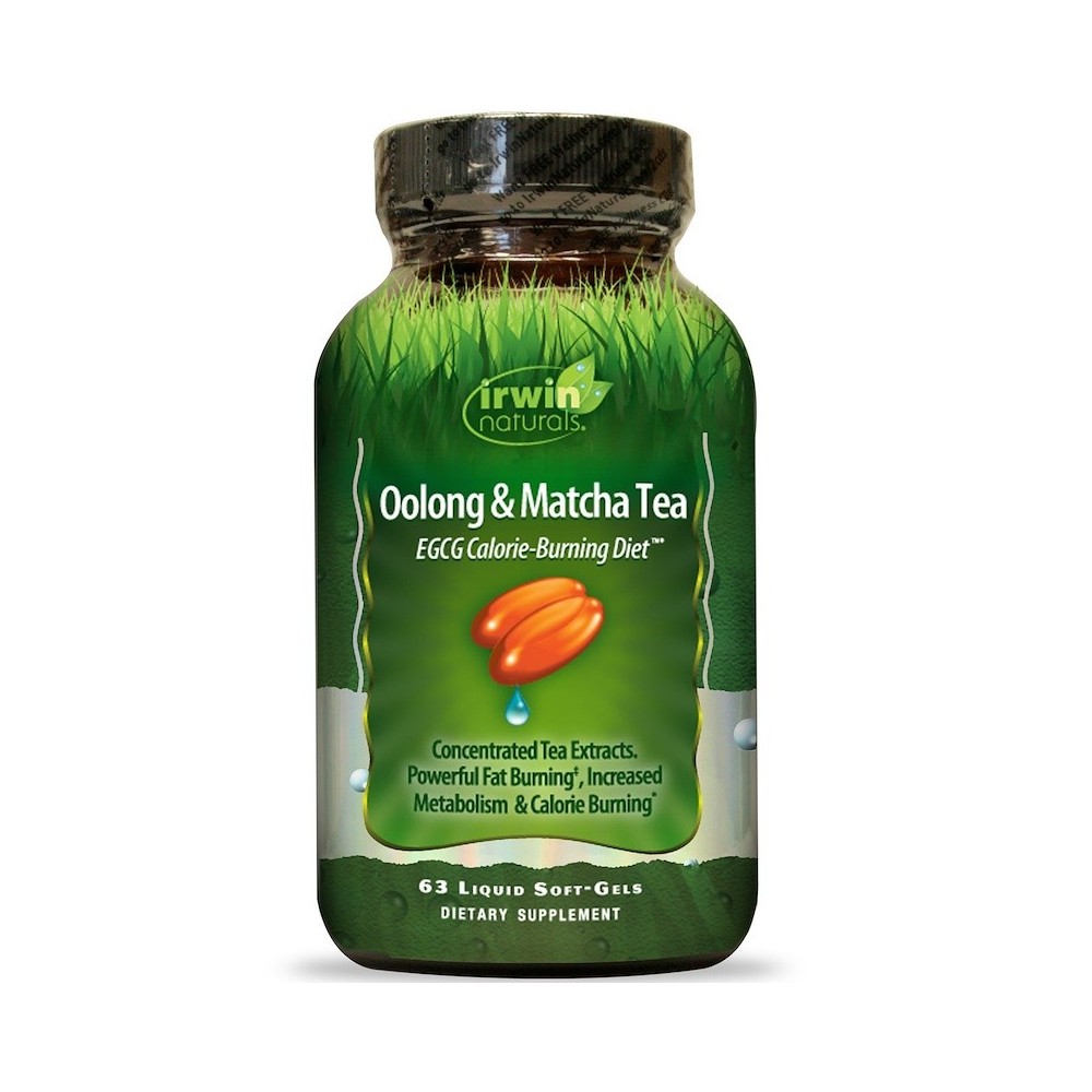 Té de Oolong & Matcha, EGCG Dieta para Quemar Calorías, 63 Cápsulas Blandas Líquidas, de Irwin Naturals Irwin Naturals IRW-57...