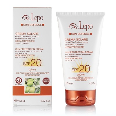 CREMA SOLARE SPF 20 con aceites de oliva, coco y aloe BIO de Lepo Lepo LEP41682 Cosmética Natural salud.bio