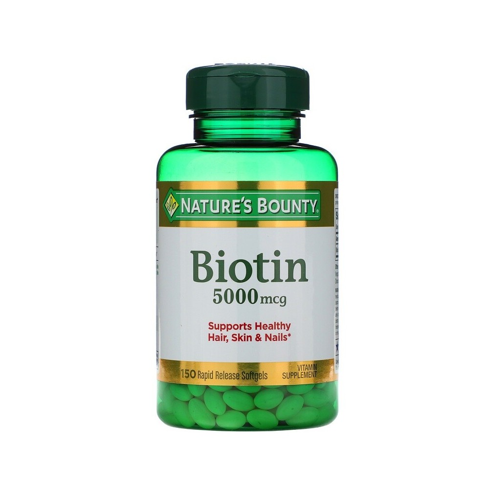 Biotina, 5.000 mcg, 150 cápsulas de liberación rápida de Nature's Bounty Nature'S Bounty NRT-29619 Vitaminas y Minerales salu...