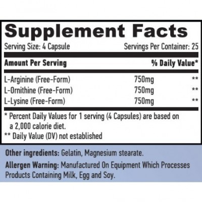 L-Arginina L-ornitina L-lisina 100 Caps. de Haya labs Haya Labs 15680 Aminoácidos salud.bio