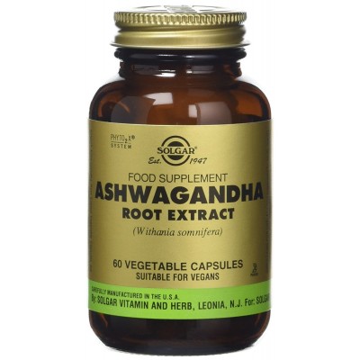 Ashwagandha 60 Cápsulas de Solgar Solgar 184104 Estados emocionales, ansiedad, estrés, depresión, relax salud.bio