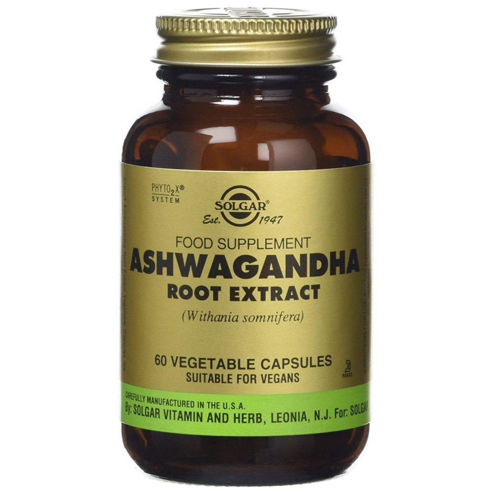 Ashwagandha 60 Cápsulas de Solgar Solgar 184104 Estados emocionales, ansiedad, estrés, depresión, relax salud.bio
