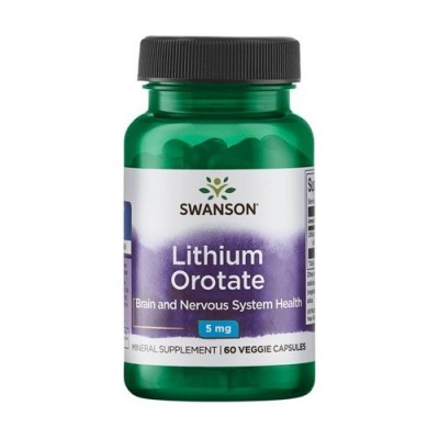 Orotato de litio, 5 mg, 60 cápsulas Vegetales de Swanson Swanson 0126732 Estados emocionales, ansiedad, estrés, depresión, re...
