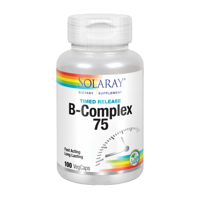 Vitamina B Complex 75 Doble Acción (Rápida/Prolongada) 100 VegCaps de solaray SOLARAY SM-4291 Vitamina B salud.bio
