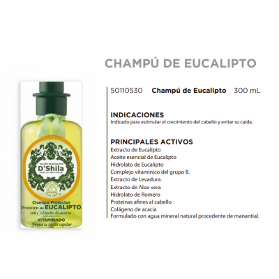 Champú Proteico de Eucalipto 300ml de D´Shila D´Shila 5011050300 Cosmética Natural salud.bio