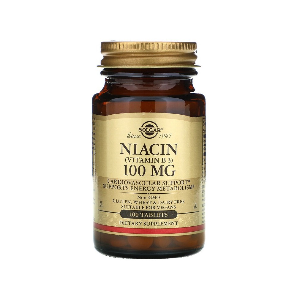 Niacina (vitamina B3), 100 mg, 100 comprimidos de Solgar Solgar SOL-01860 Vitamina B salud.bio