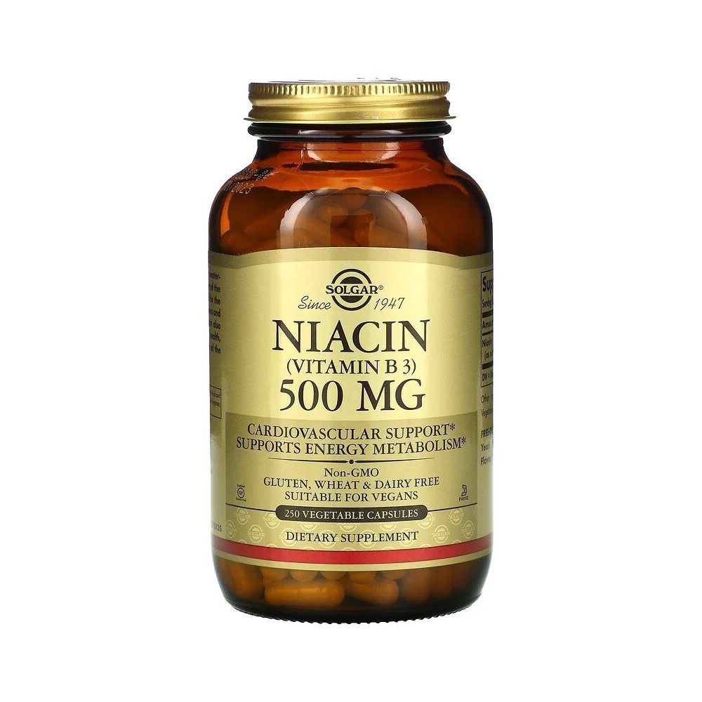 Niacina (vitamina B3) Niacin, 500mg, 250 Cáp de de Solgar Solgar SOL-01852 Vitamina B salud.bio