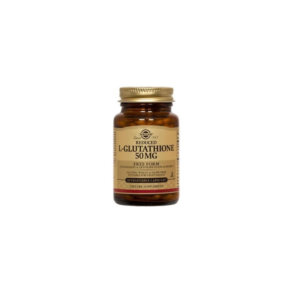 L-Glutation 50 mg (reducido) Cápsulas vegetales de Solgar Solgar SOL-1340 Antioxidantes salud.bio