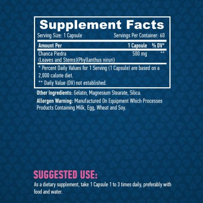 Chanca Piedra (Rompe Piedra) 500 mg 90 Caps de Haya labs Haya Labs HAY-26653 Bienestar urinario. Ayuda en el bienestar urinar...