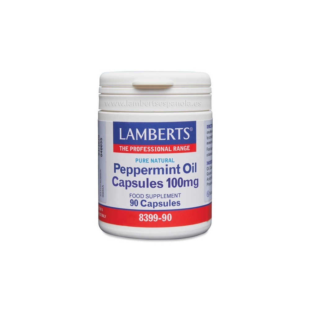 Aceite de Menta 100 mg Puro y Natural en cápsulas de Lamberts Lamberts 8399-90 Ayudas aparato Digestivo salud.bio