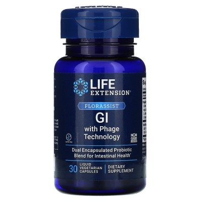 Suplemento gastrointestinal con tecnología de fagos FLORASSIST, 30 cápsulas vegetales líquidas de Life Extension Life Extensi...