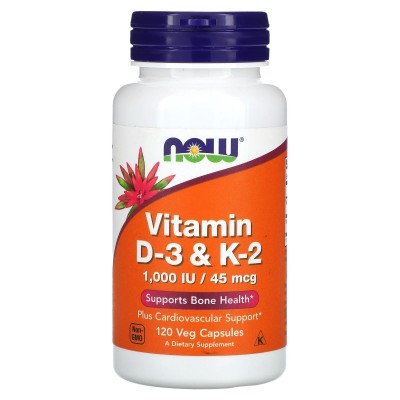 Vitamina D3 y vitamina K2, 120 cápsulas vegetales de Now Foods NOW Foods NOW-00369 Vitamina A y D salud.bio