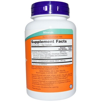 Tri-Chromium, 500 mcg, 180 Veg Capsules de Now Foods NOW Foods NOW-01426 Ayuda Glucemia y Diabetes salud.bio
