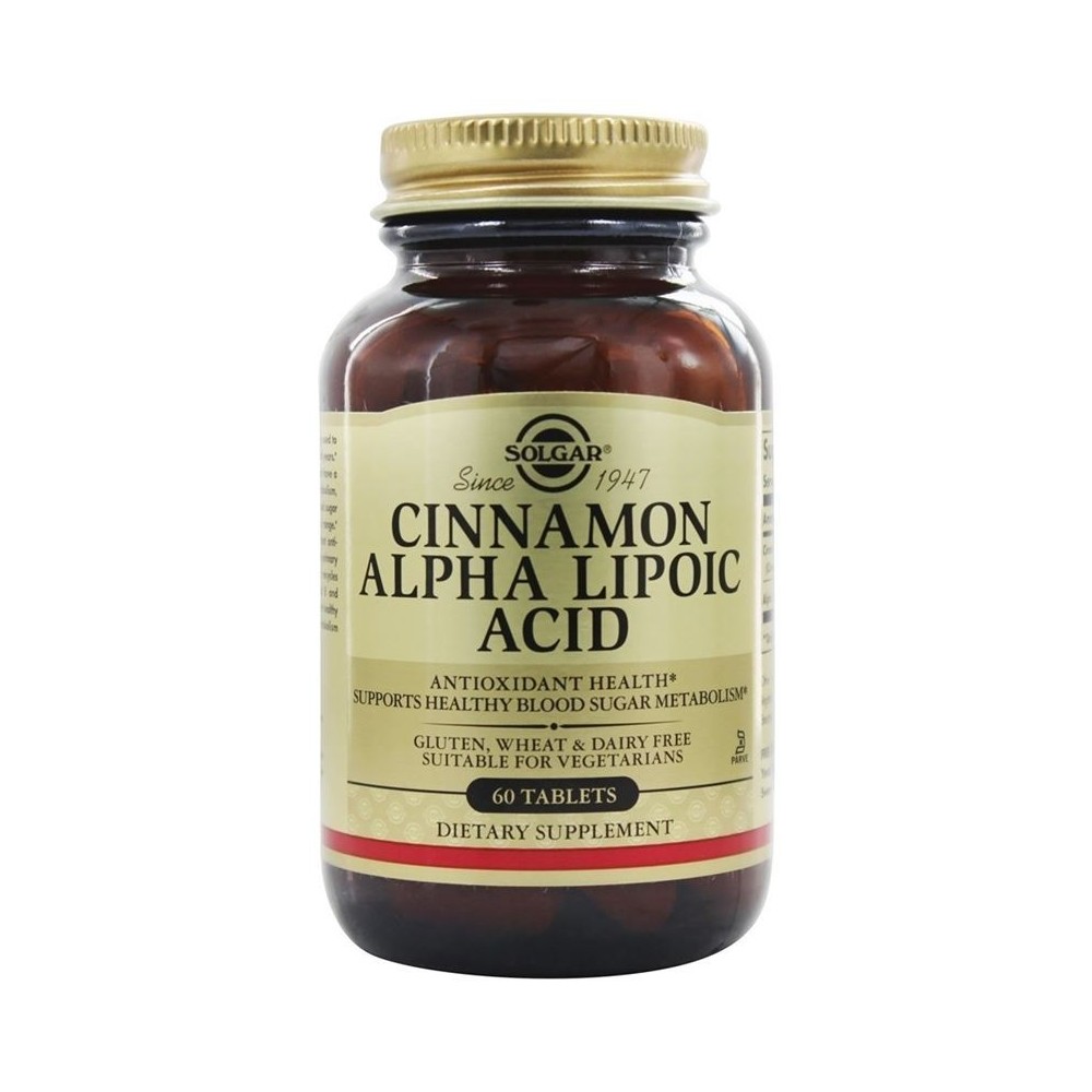 Canela con Acido Alfa Lipoico (alpha lipoic acid) 60 Comprimidos de SOLGAR SOLGAR SOL-00878 Ayuda Glucemia y Diabetes salud.bio
