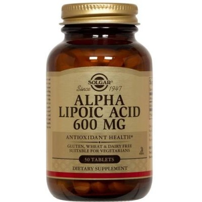 Acido Alfa Lipoico, (alpha lipoic acid) 600 mg, 50 Comprimidos de Solgar SOLGAR SOL-00054 Antioxidantes salud.bio