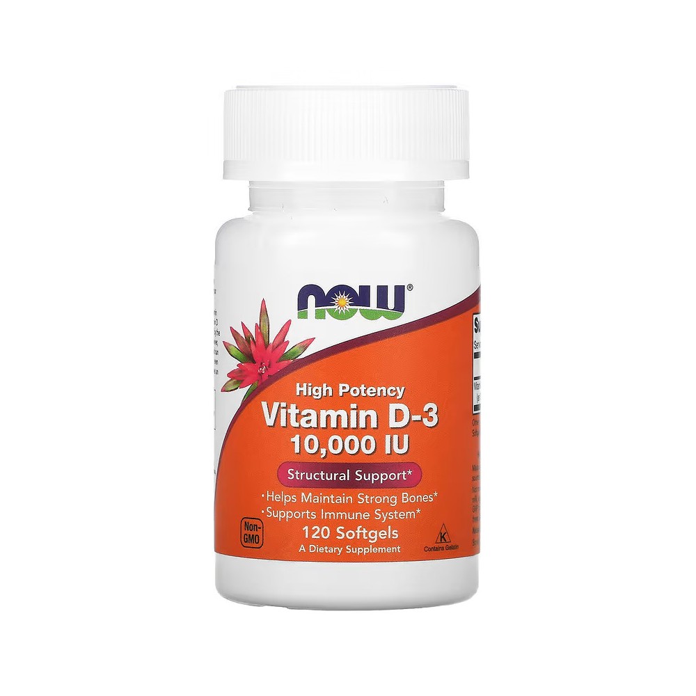 Vitamina D3 Alta Potencia 10000 UI 120 ó 240 Softgels de Now Foods NOW Foods NOW-00376-00385 Vitamina A y D salud.bio