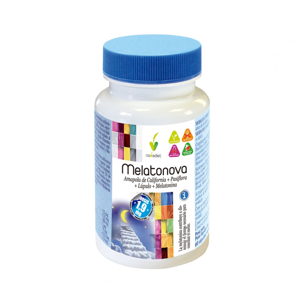 Pack 2 Melatonova con Melatonina de 1.9mg y plantas de Novadiet Novadiet 10030 insomnio y descanso salud.bio