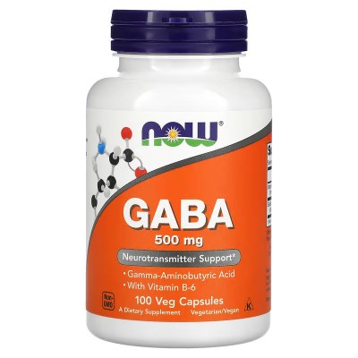 GABA (ácido gamma-aminobutírico) 500mg de Now Foods NOW Foods NOW-00087 Estados emocionales, ansiedad, estrés, depresión, rel...