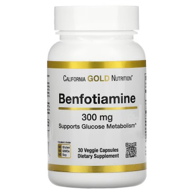 Benfotiamina (Vitamina B1), 300 mg, 30 ó 90 cápsulas vegetales de California Gold Nutrition California Gold Nutrition  Ayuda ...