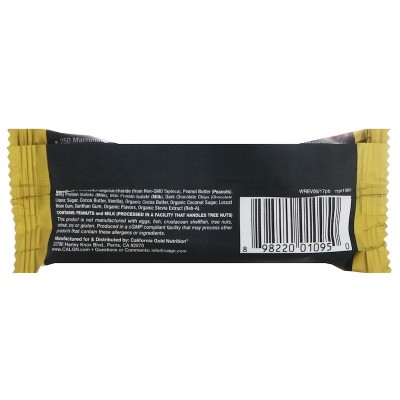 Barrita de proteína, Maní y chocolate negro, 60 g. de California Gold Nutrition California Gold Nutrition CGN-01096 Proteinas...