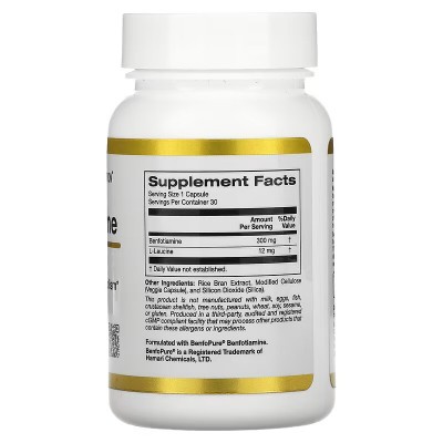 Benfotiamina (Vitamina B1), 300 mg, 30 ó 90 cápsulas vegetales de California Gold Nutrition California Gold Nutrition  Ayuda ...