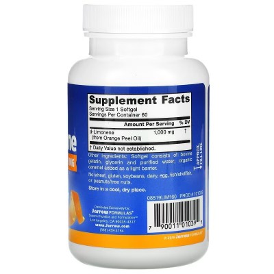 D-Limoneno, 1000 mg, 60 Perlas de Jarrow Formulas Jarrow Formula JRW--01039 Ayudas aparato Digestivo salud.bio