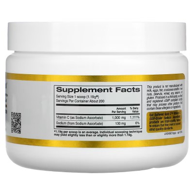 Vitamina C regulada no acida en polvo 238 g de California Gold Nutrition California Gold Nutrition CGN-01235 Vitamina C salud...