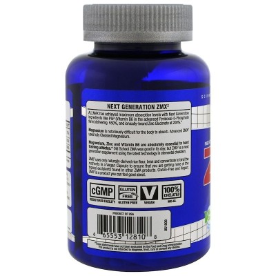 ZMX2 avanzado, 90 cápsulas de ALLMAX Nutrition SOLGAR AMX-12810 Suplementos Minerales  salud.bio