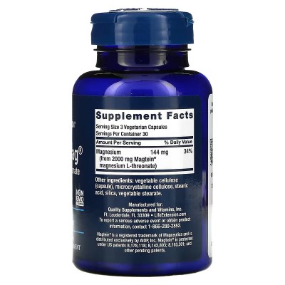 Neuro-Mag, L-Treonato de magnesio, 90 cápsulas vegetarianas de Life Extension Life Extension LEX-16039 Suplementos Minerales ...