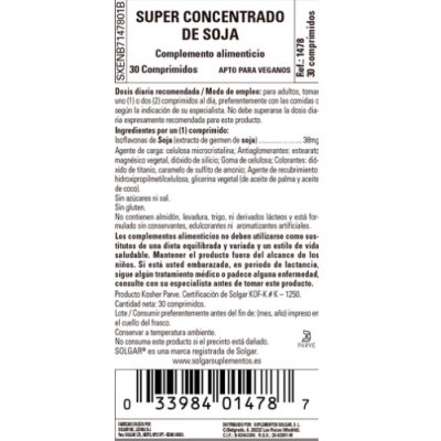 Súper Concentrado de Soja (Isoflavonas) - 30 Comprimidos de Solgar SOLGAR SOL-161478 Menopausia salud.bio