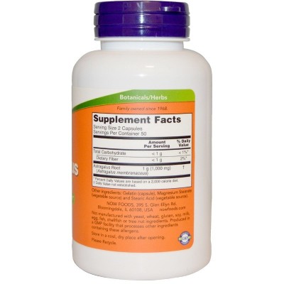 Astragalus 100 Cápsulas 500mg de Now Foods NOW Foods NOW-04605 Sistema inmunitario salud.bio