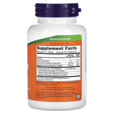 Triphala, 500 mg, 120 comprimidos de NOW Foods NOW Foods NOW-04764 Control de Peso salud.bio