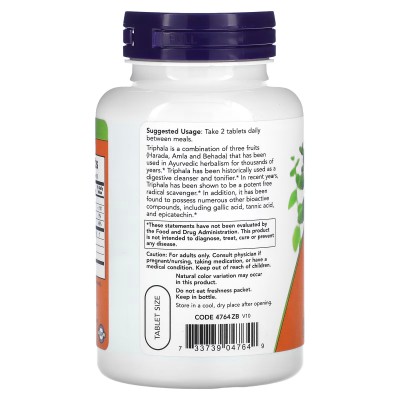 Triphala, 500 mg, 120 comprimidos de NOW Foods NOW Foods NOW-04764 Control de Peso salud.bio