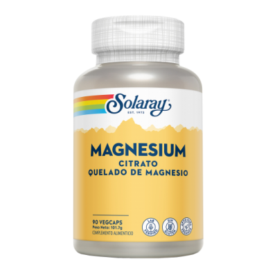 Magnesium Citrate 90 VegCaps. Sin gluten Apto para veganos de Solaray SOLARAY SM-4630 Articulaciones, Huesos, Tendones y Musc...