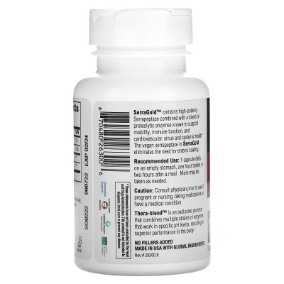 SerraGold 60 Cápsulas de serrapeptasa de Enzymedica Enzymedica ENZ-26300 Ayudas aparato Digestivo salud.bio
