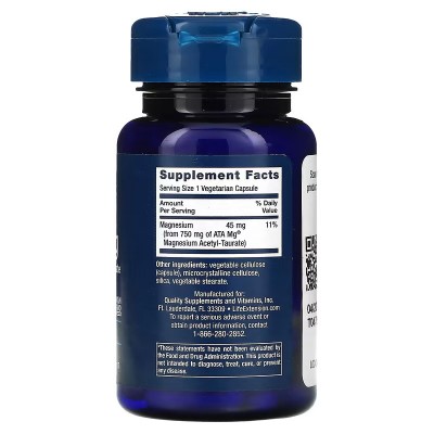Calm-Mag, Acetil taurinato de magnesio, 30 cápsulas vegetales de Life Extension Life Extension LEX-24343 Suplementos Minerale...