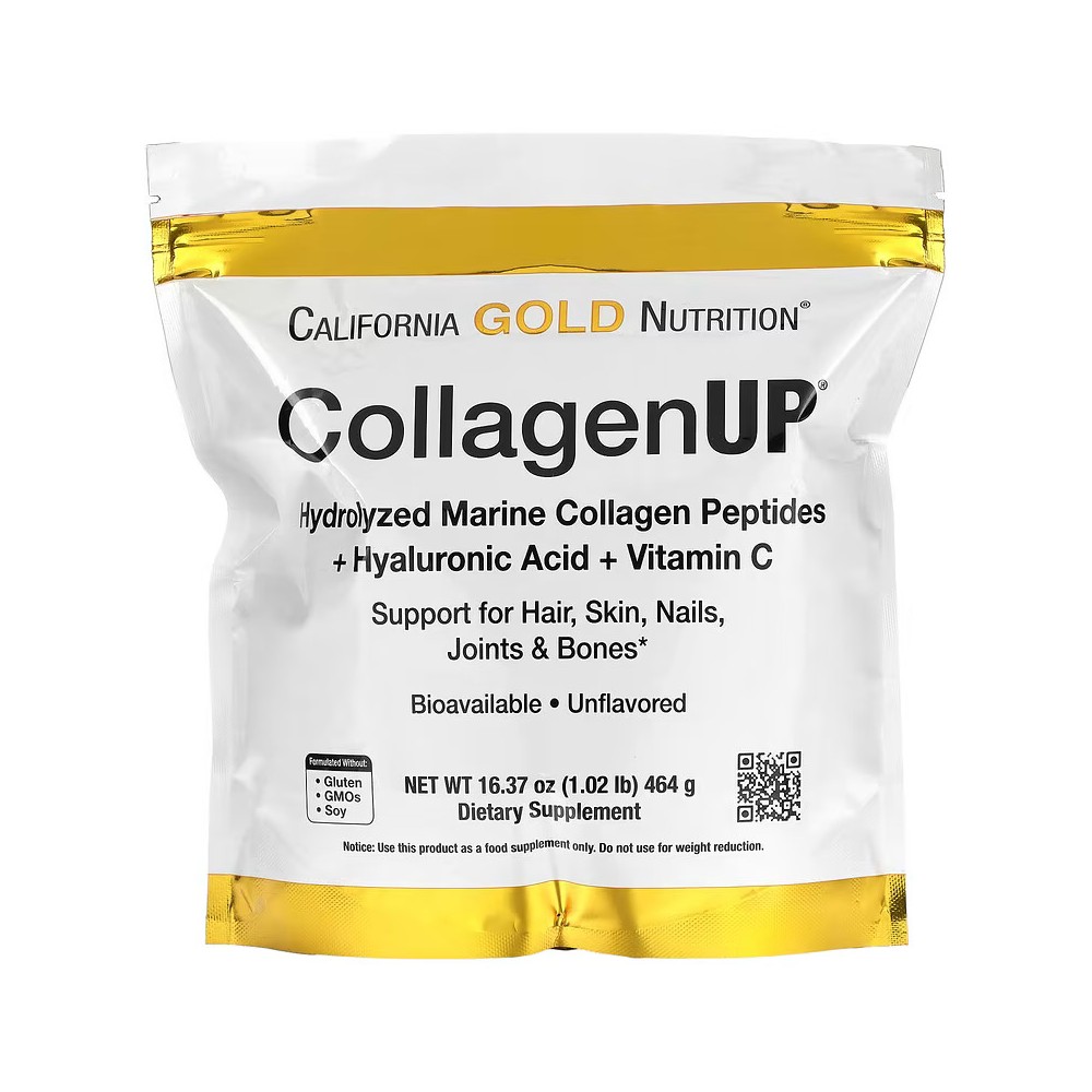 CollagenUP, Colágeno marino hidrolizado con ácido hialurónico y vitamina C, Sin sabor, 464 g de California Gold Nutrition Cal...