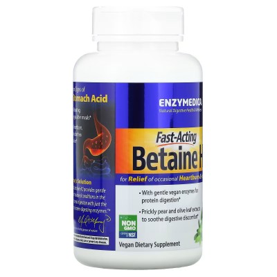 Betaina HCI, Clorhidrato de betaína, 120 cápsulas de Enzymedica Enzymedica ENZ-10081 Ayudas aparato Digestivo salud.bio