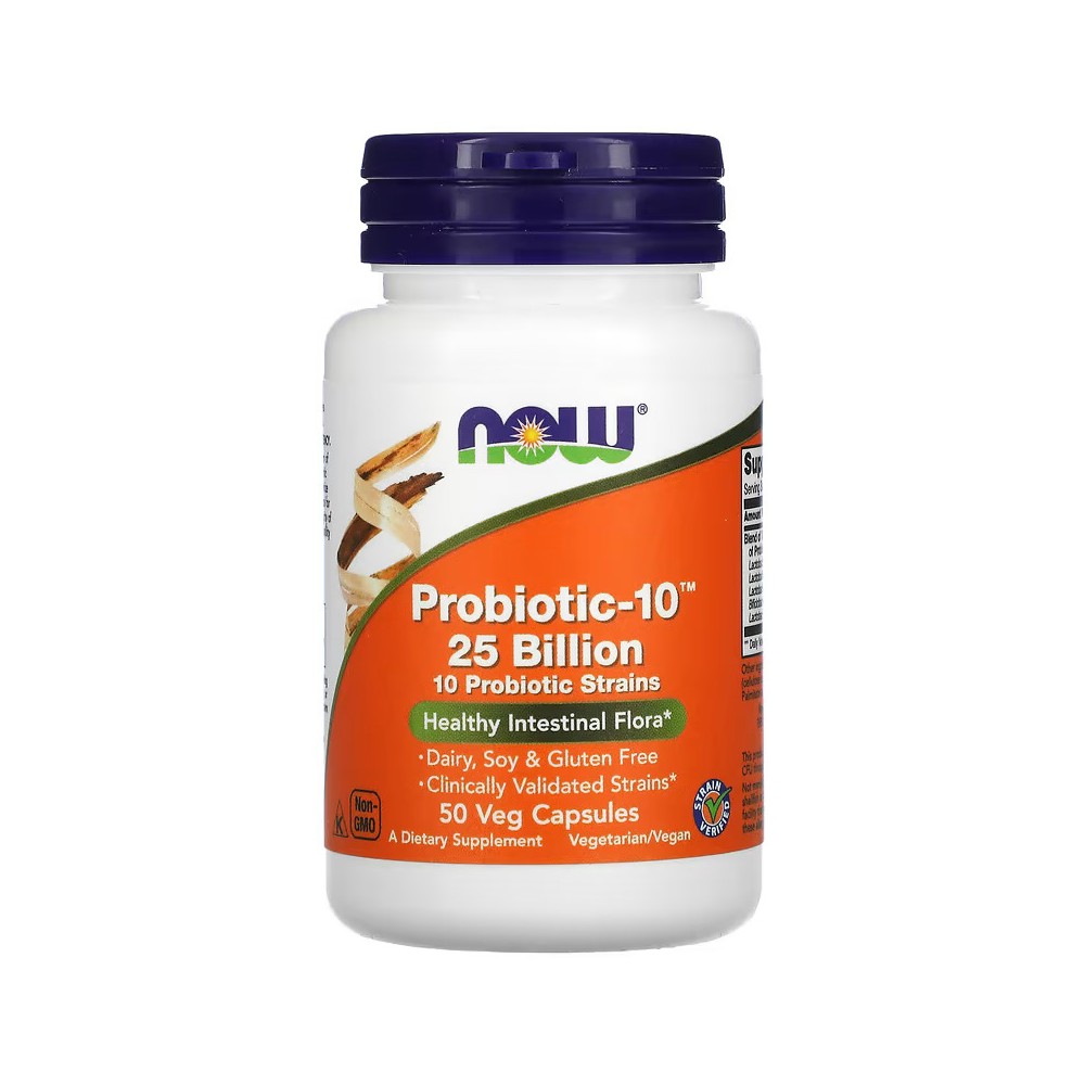 Probiotic-10, 25.000 millones, 50 cápsulas vegetales de NOW Foods NOW Foods NOW-02926 Ayudas aparato Digestivo salud.bio