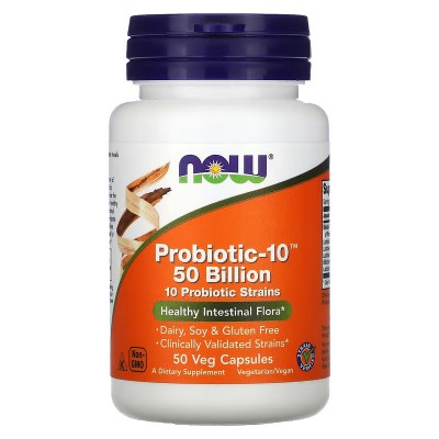 Probiotic-10, 50.000 millones, 50 cápsulas vegetales de NOW Foods NOW Foods NOW-02928 Ayudas aparato Digestivo salud.bio
