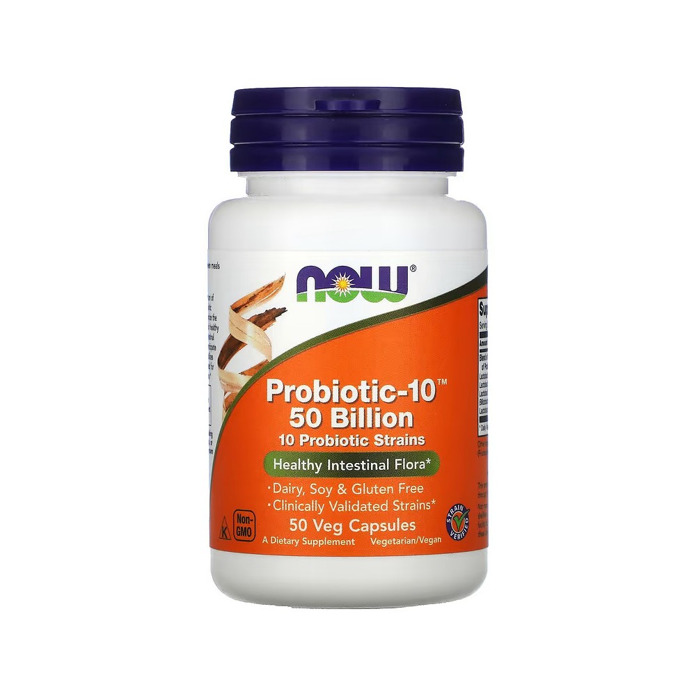 Probiotic-10, 50.000 millones, 50 cápsulas vegetales de NOW Foods NOW Foods NOW-02928 Ayudas aparato Digestivo salud.bio