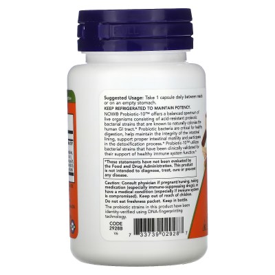 Probiotic-10, 50.000 millones, 50 cápsulas vegetales de NOW Foods NOW Foods NOW-02928 Ayudas aparato Digestivo salud.bio